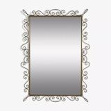 Rectangular mirror from the 1970s with brass outline