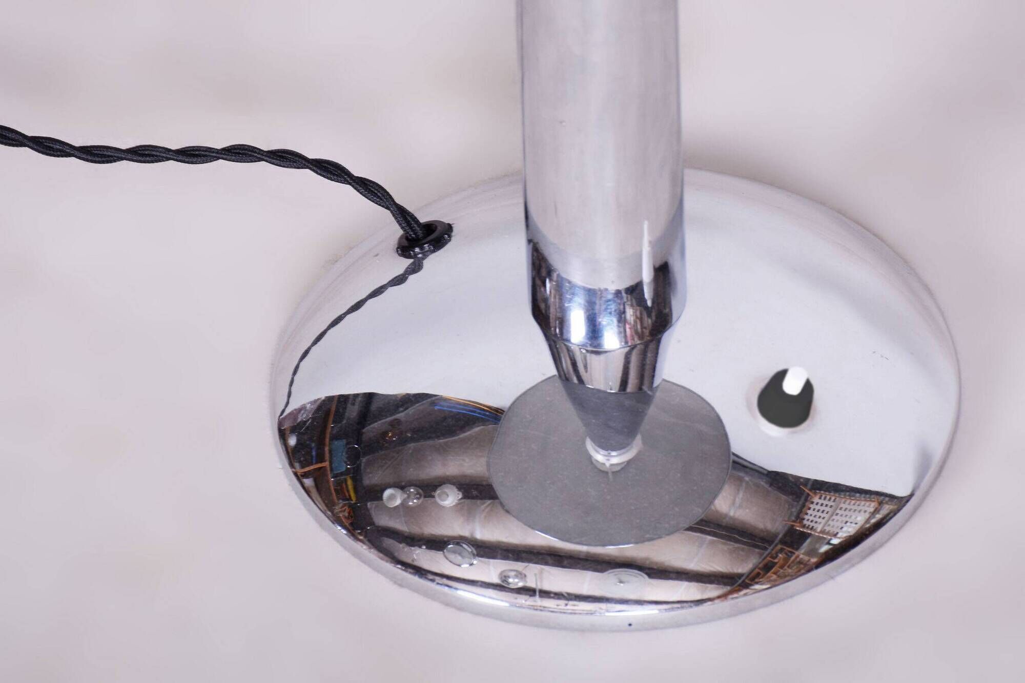 Original artdeco table lamp, chrome, functional electrification, czechia, 1930s