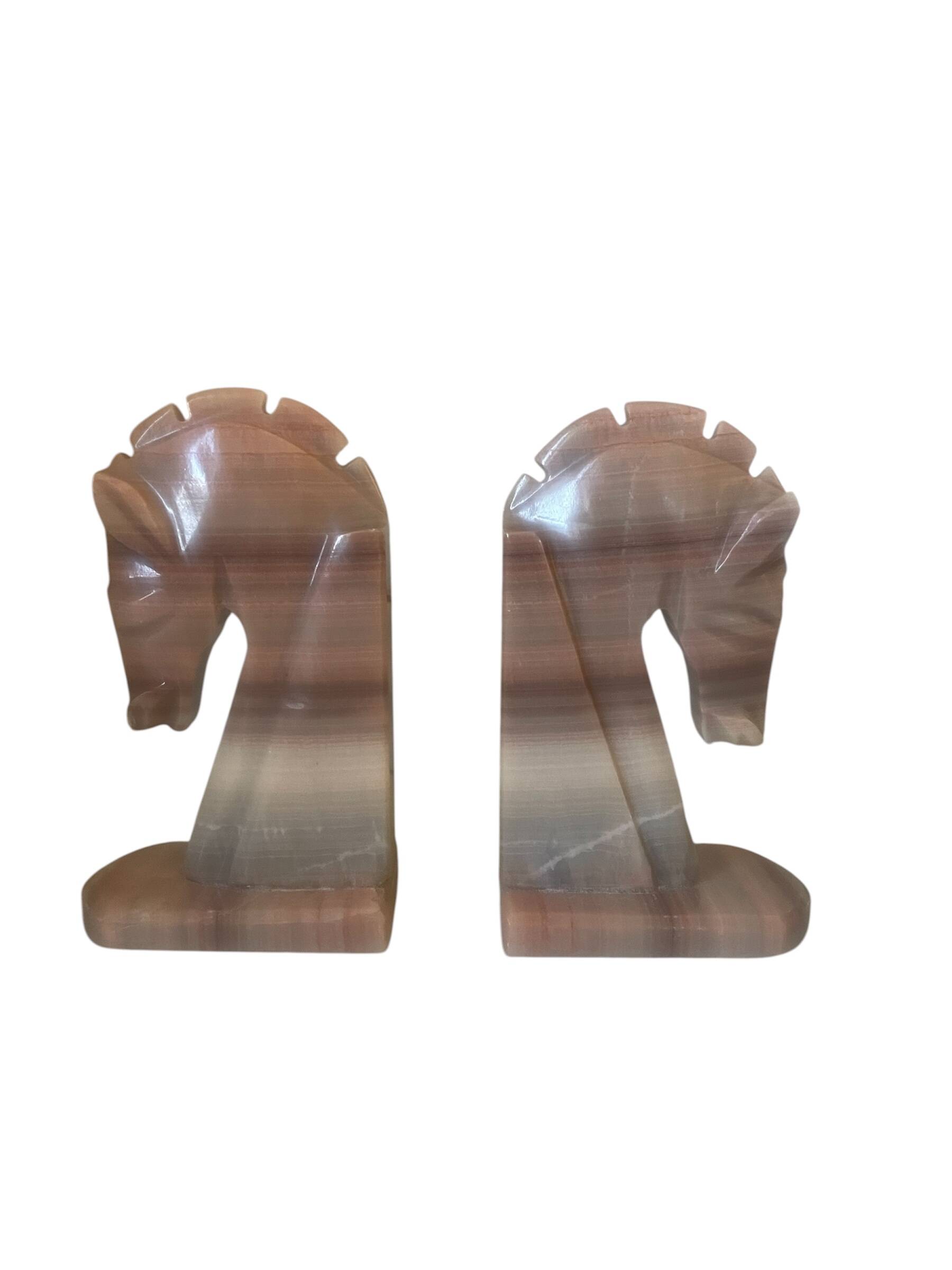 Vintage onyx horse head bookends