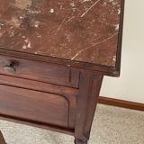 Antique bedside table in wood and marble