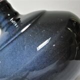 Three vintage ceramic lamps in blue, white and suede