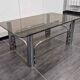 Vintage coffee table chrome metal and smoked glass 1970s