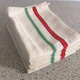 6 antique mixed tea towels with wide stripes
