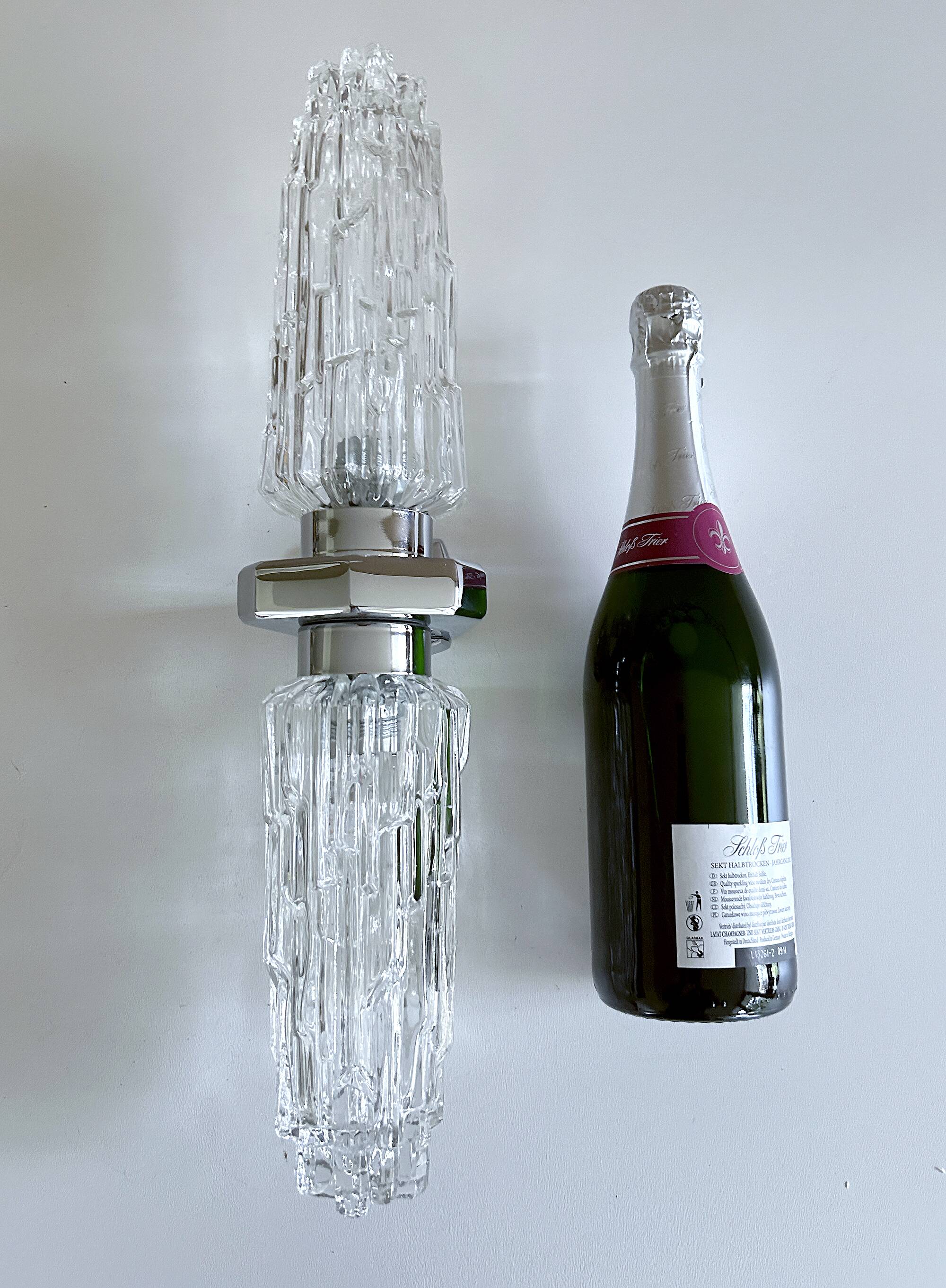 Pair of large vintage chrome glass wall lights