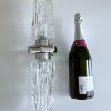 Pair of large vintage chrome glass wall lights