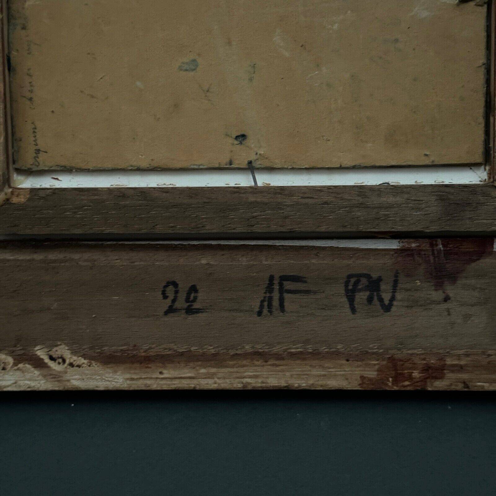 Oil on cardboard by Paul Faugier riverside landscape with poplars