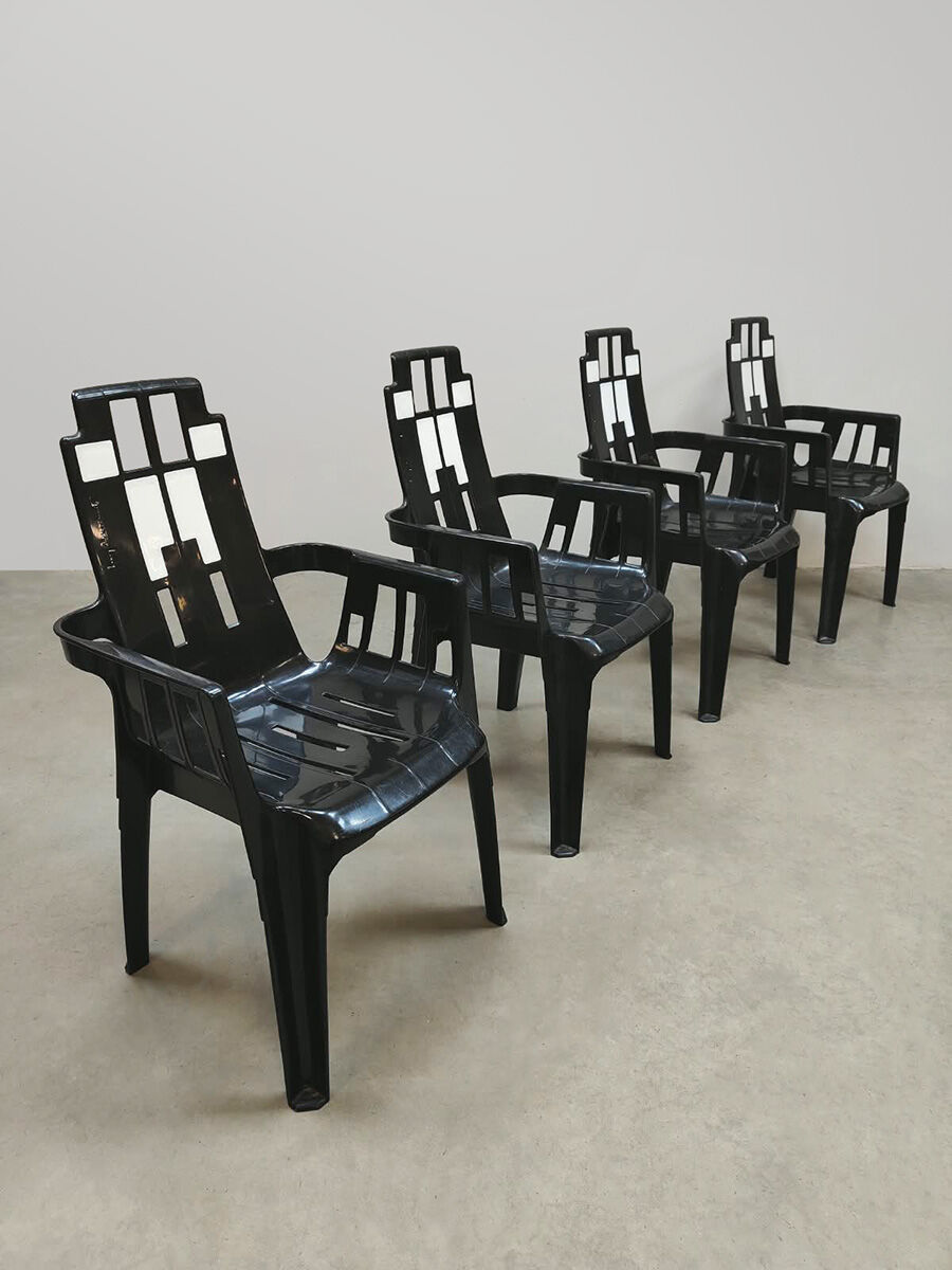 Vintage Boston garden dining chairs Pierre Paulin Henry Massonnet