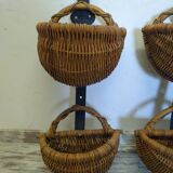 Wicker and wrought iron wall basket