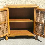 Vintage wood and rattan chest of drawers