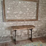 Oak and cast iron console, unique piece.