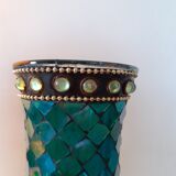 Iridescent faceted vase