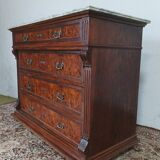 Commode Néo-Renaissance Henri II en loupe de noyer