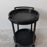 Vintage bar table, black plastic, round table, 70s, Simo, made in Italy
