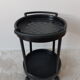 Vintage bar table, black plastic, round table, 70s, Simo, made in Italy
