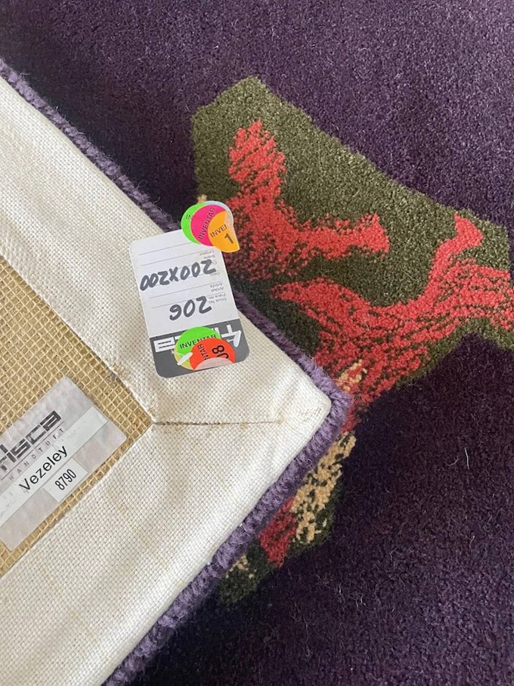 Hand-tufted artistic rug Vezeley by Tisca France 1990s