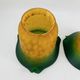 Pair of Antique Art Nouveau Tulips - Speckled Amber Green Glass