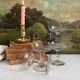4 antique champagne glasses in engraved glass decor