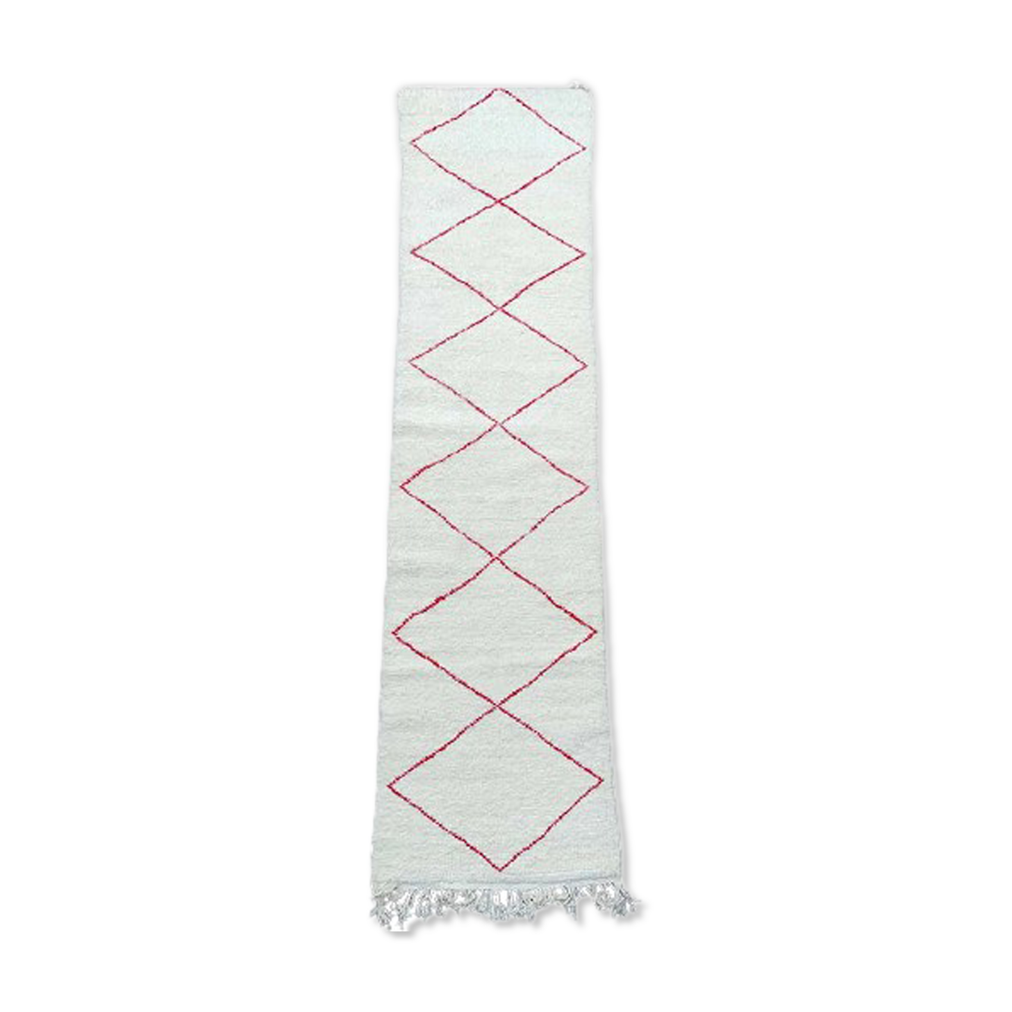 Berber corridor carpet white and red 85 x 310 cm