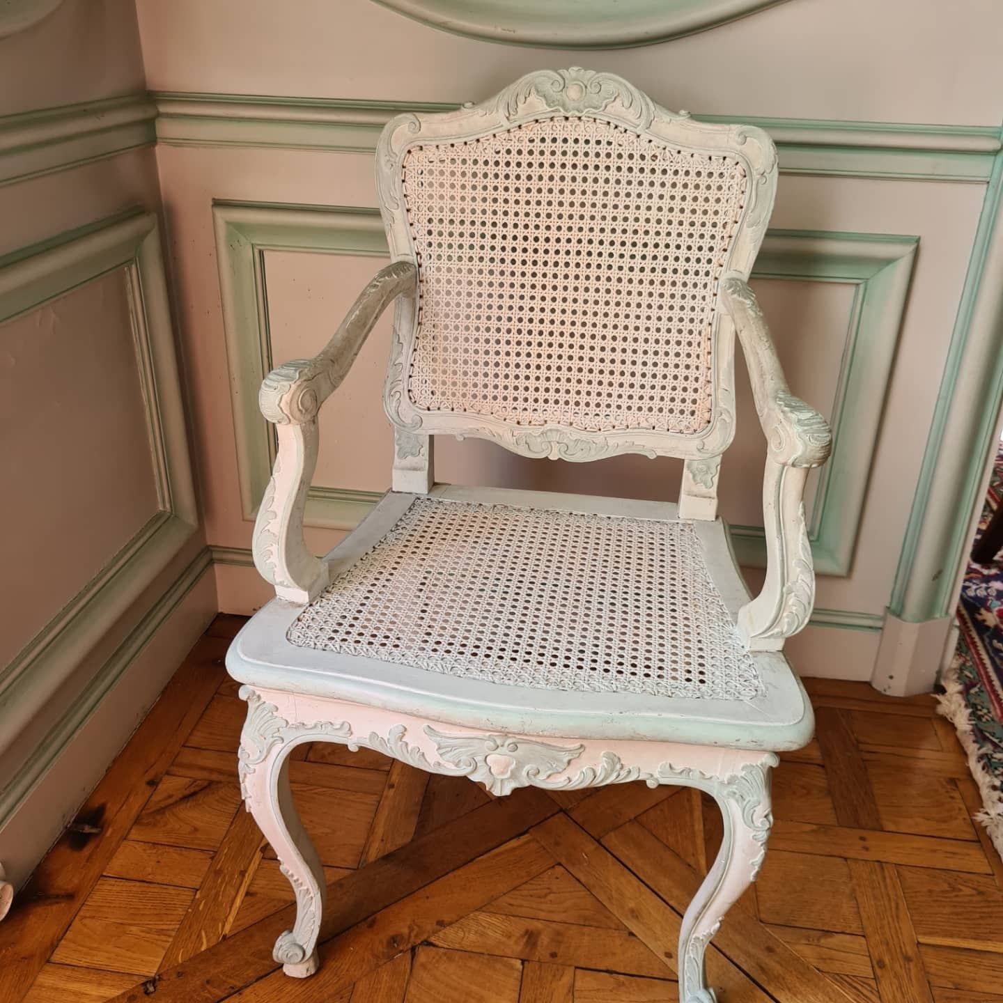 Set of 11 armchairs in lacquered wood, Regency style, second half of the 19th century