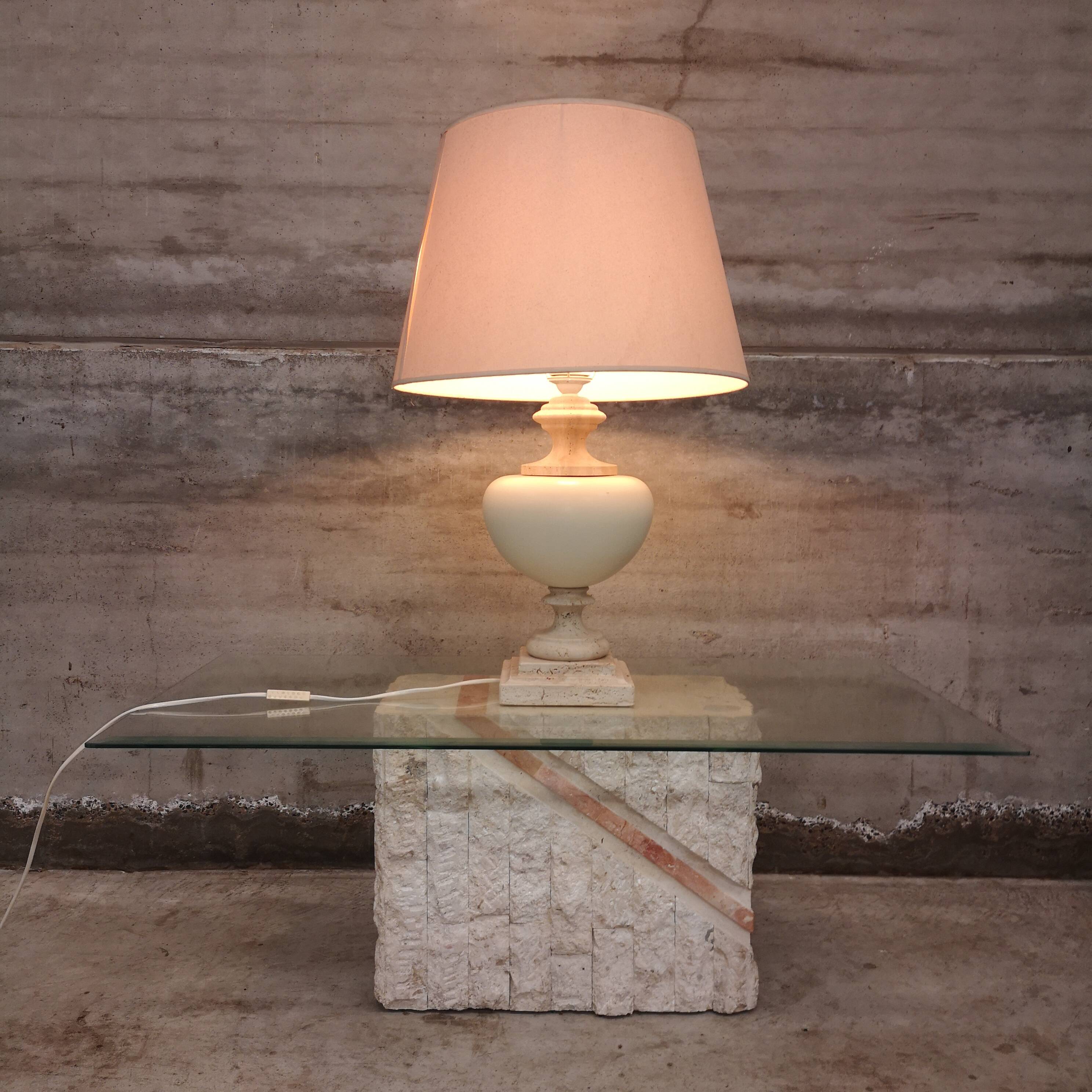 Rare Vintage Roche Bobois Travertine Table Lamp 1970s Design