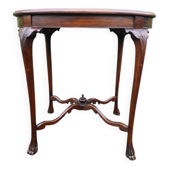Table d'appoint ancienne en chêne aux pieds lion