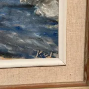 Original Swedish Oil on Canvas – “Landscape with River and Forest” by Kaj – Signed – Vintage & Framed – 60 × 52 cm (23.6" × 20.5")