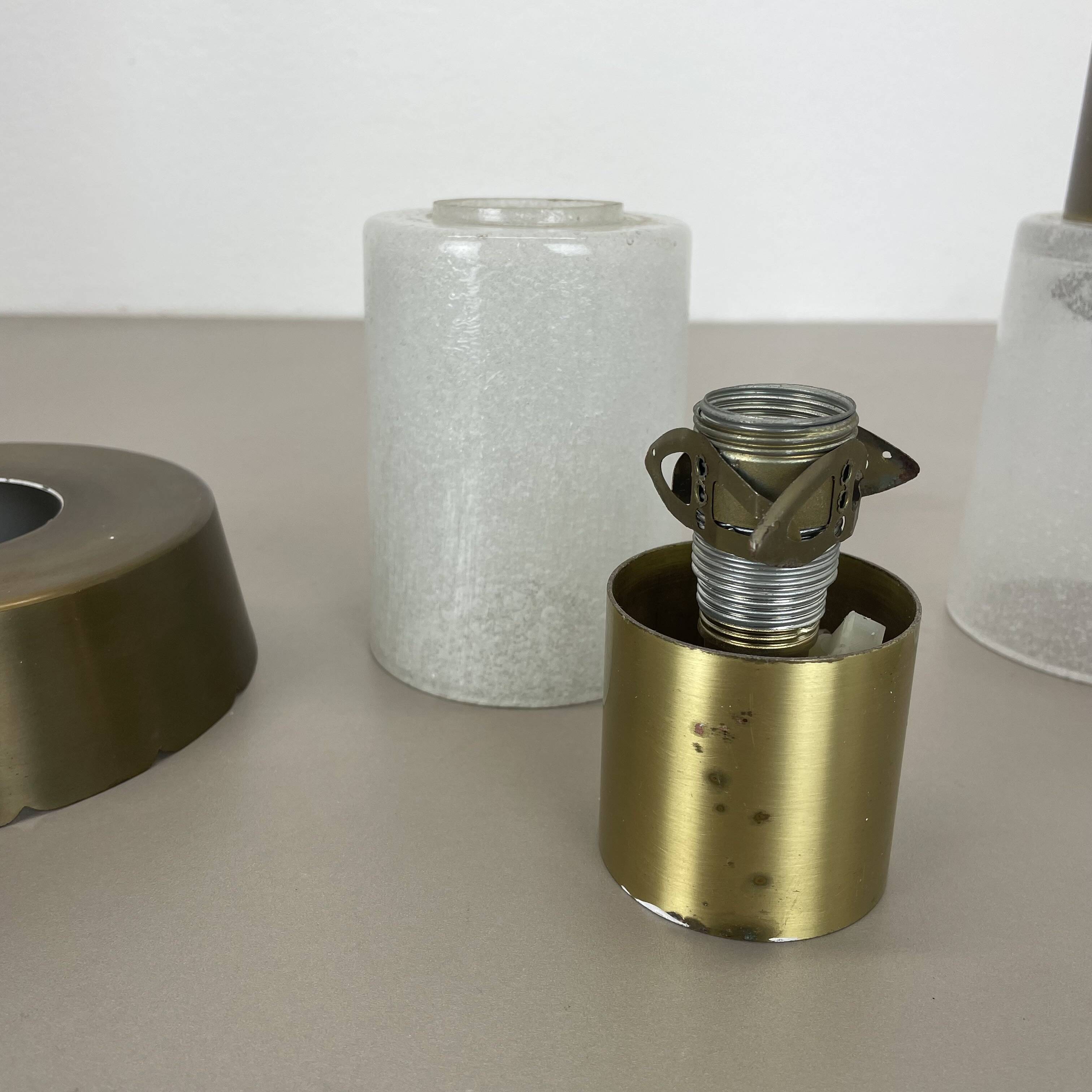 Set of two minimalist Brass and glass "tube" Ceiling Light, Italy 1970s