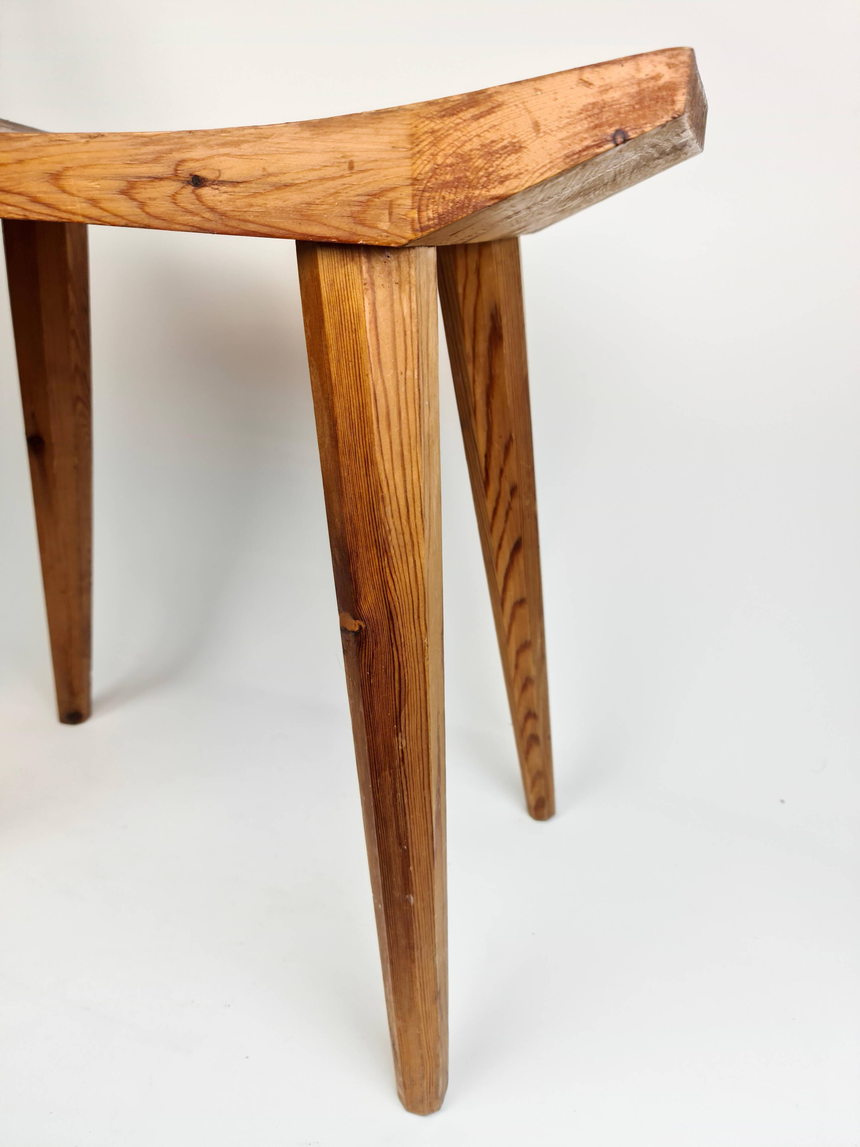 Swedish lacquered pine stool, 1970s