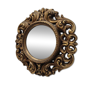 Miroir rond mural Deknudt baroque doré vintage volutes décor