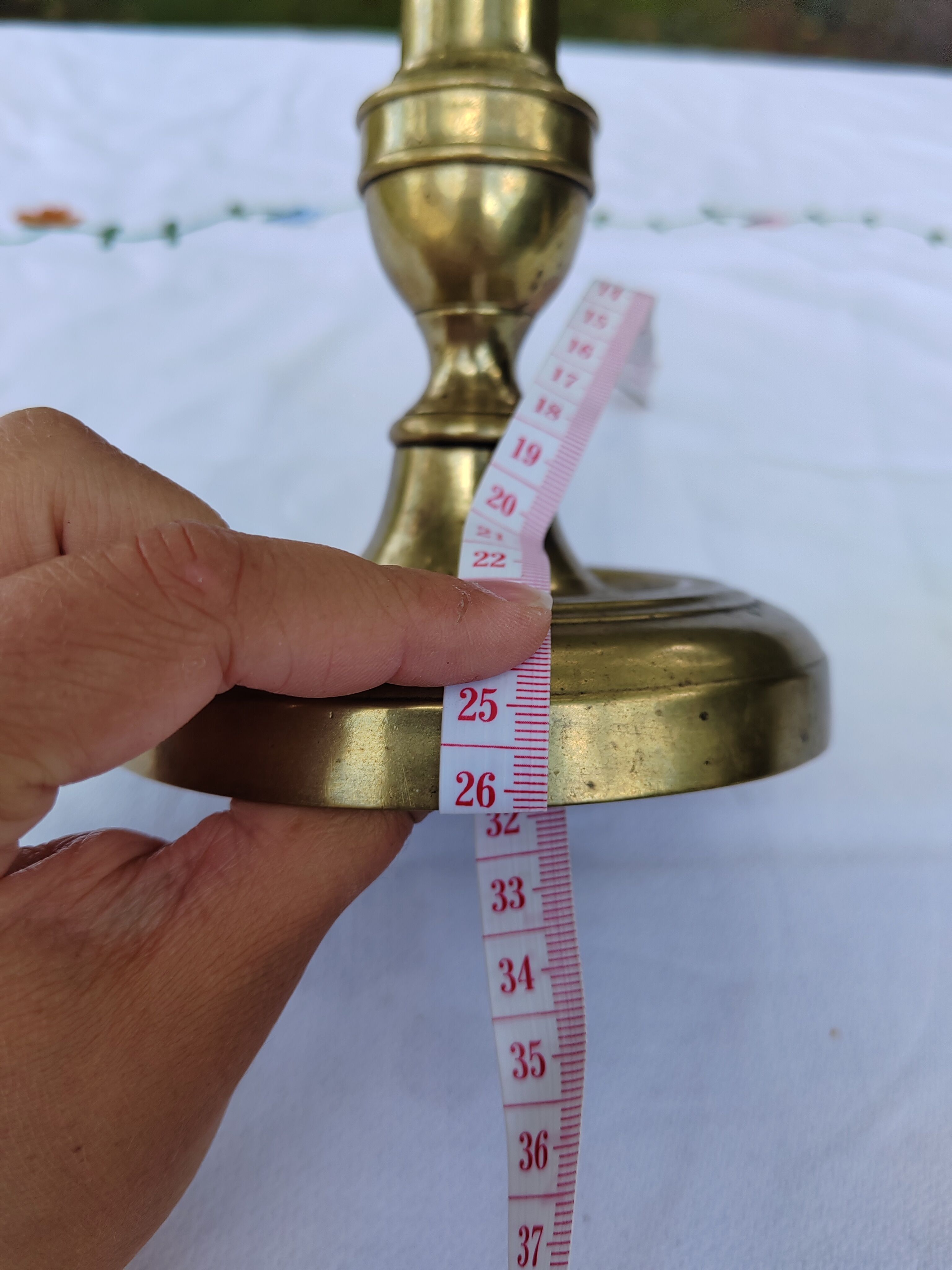 Golden brass candle holder