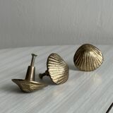 3 brass shell drawer knobs