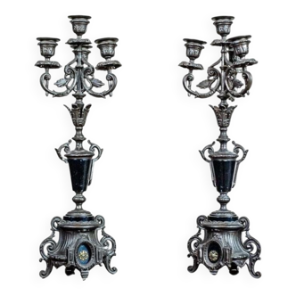 19th-Century Four-Armed Candleholders, 1890s, Set of 2