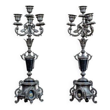 Bougeoirs à quatre bras du 19ème siècle, années 1890, ensemble de 2
