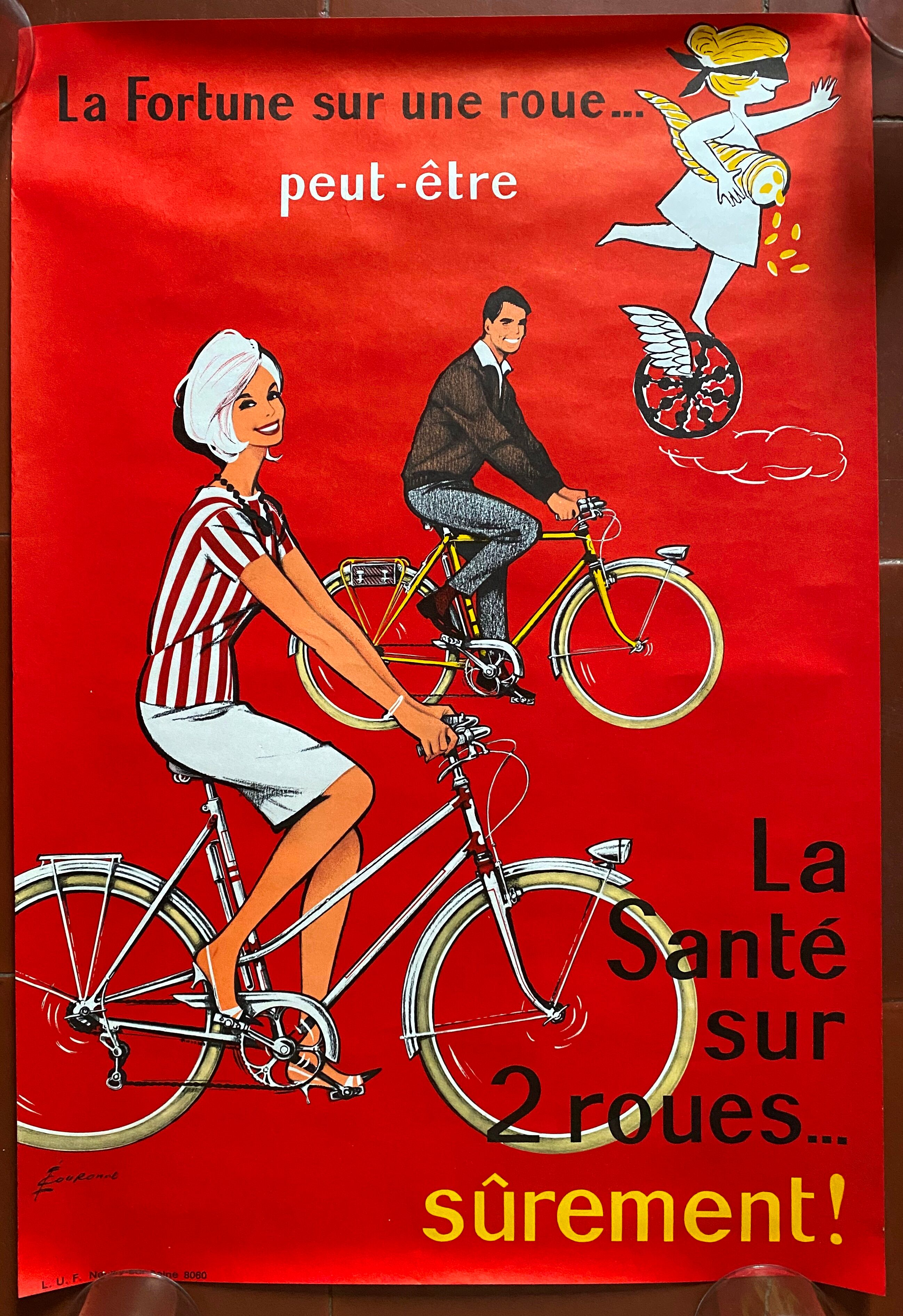 Original poster "Health on 2 wheels" Bike, Bicycle 40x60cm 60's