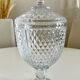 Glass bonbonnière on a pedestal with a lid