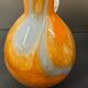 Marbled orange and white glass vase with applied handle – Art Deco