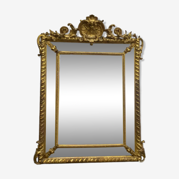 Gilded Napoleon III mirror with parecloses, 122x92 cm