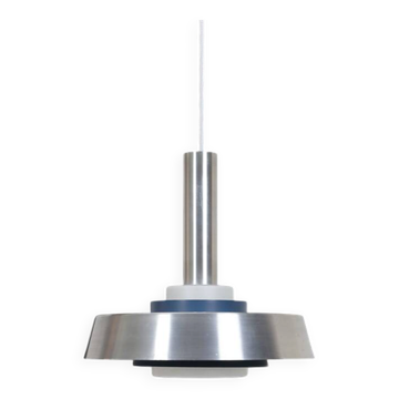 Rare pendant lamp / aluminum / opaline glass / Space Age / Mid-Century Danish Modern design / 1960s / 1970s