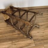 Stool high straw wood turned