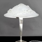 Important Art Deco lamp, nickel-plated bronze, Schneider glass, Fr, c. 1930