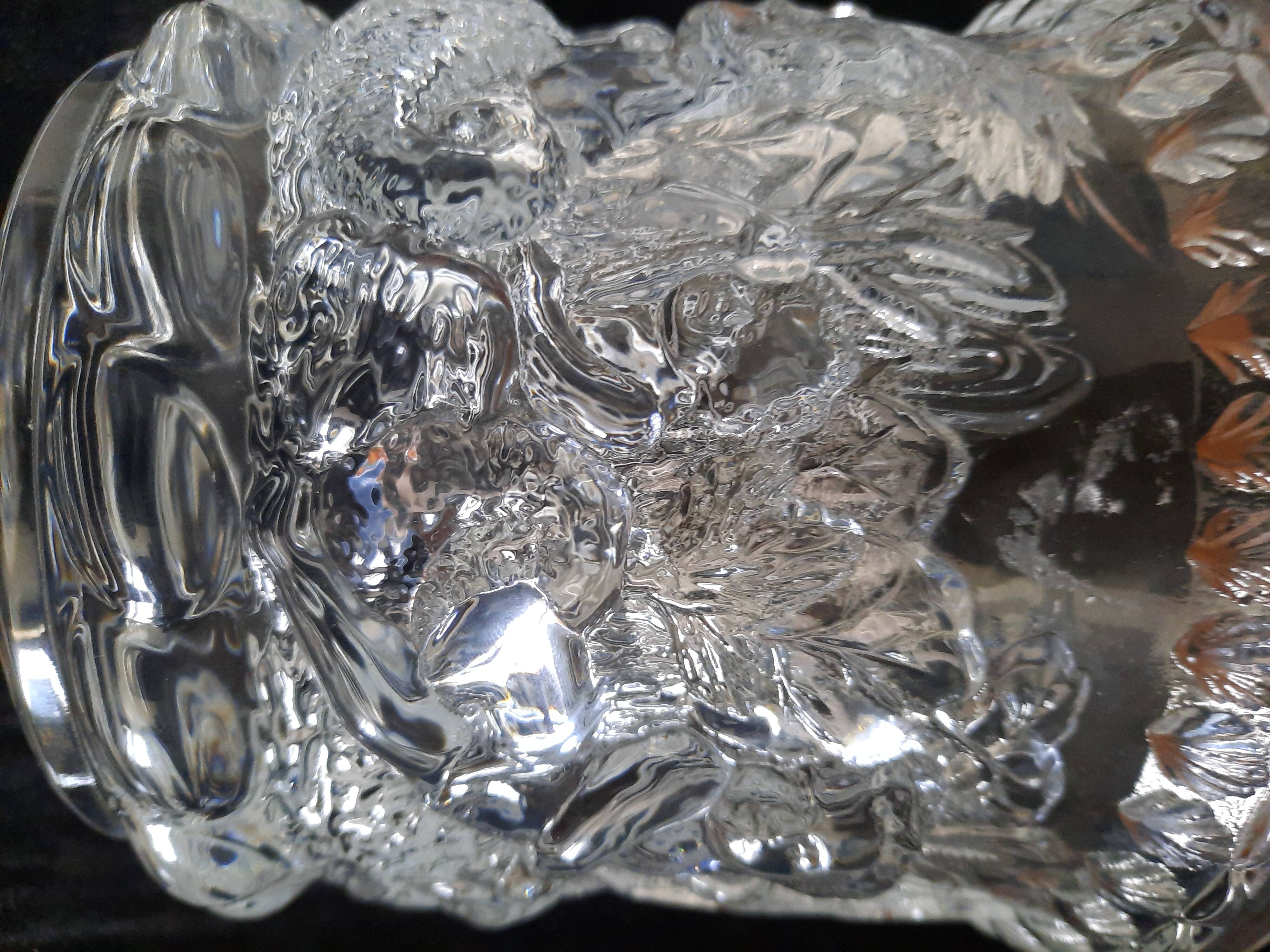 Crystal Ice Seal from Bayel France - Relief Decoration Putti/cherub