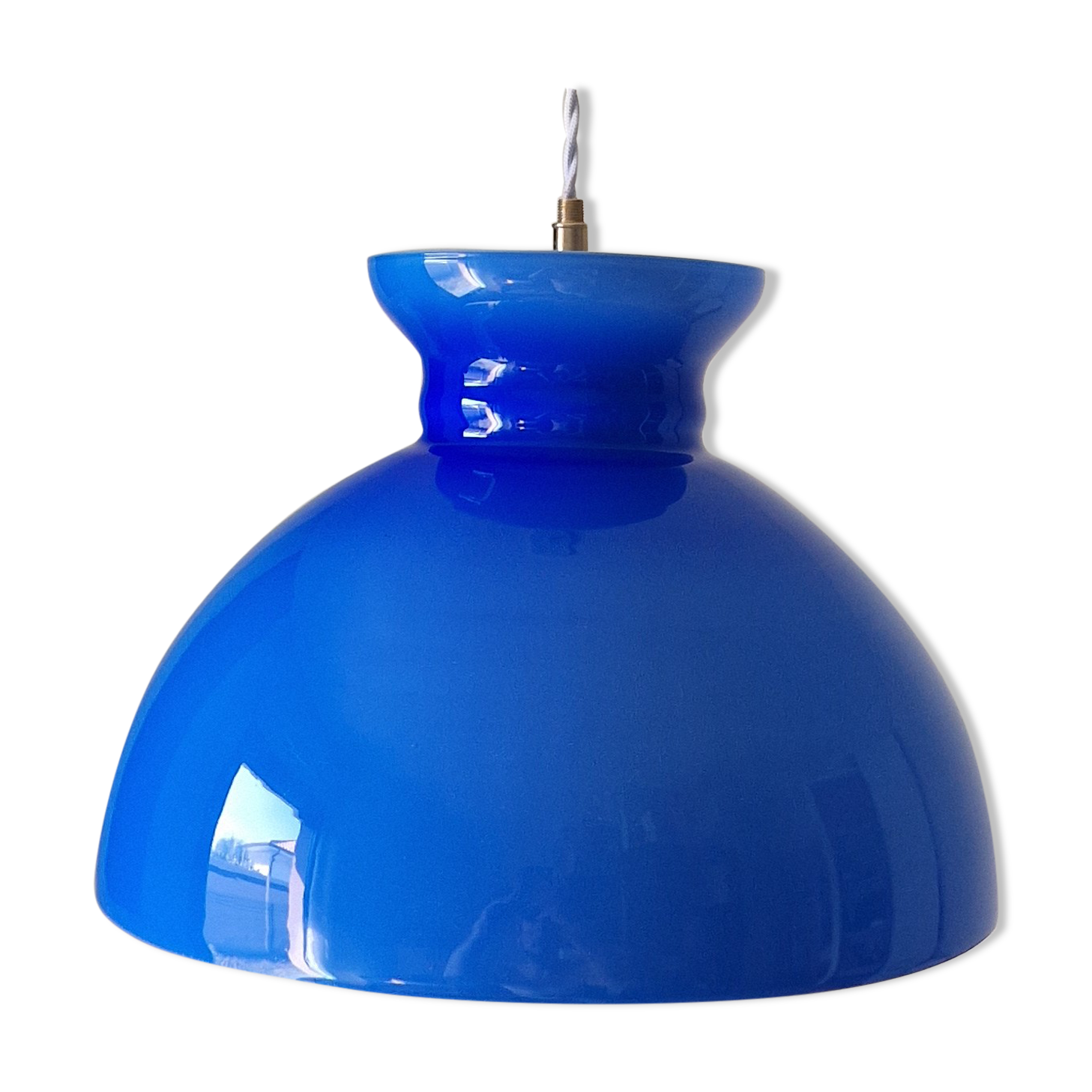Vintage blue opaline pendant lamp