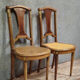 Paire de chaises anciennes en acajou avec cannage – Style Louis XVI