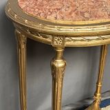 French Louis XVI style giltwood table. Marble top. Late 19th century.