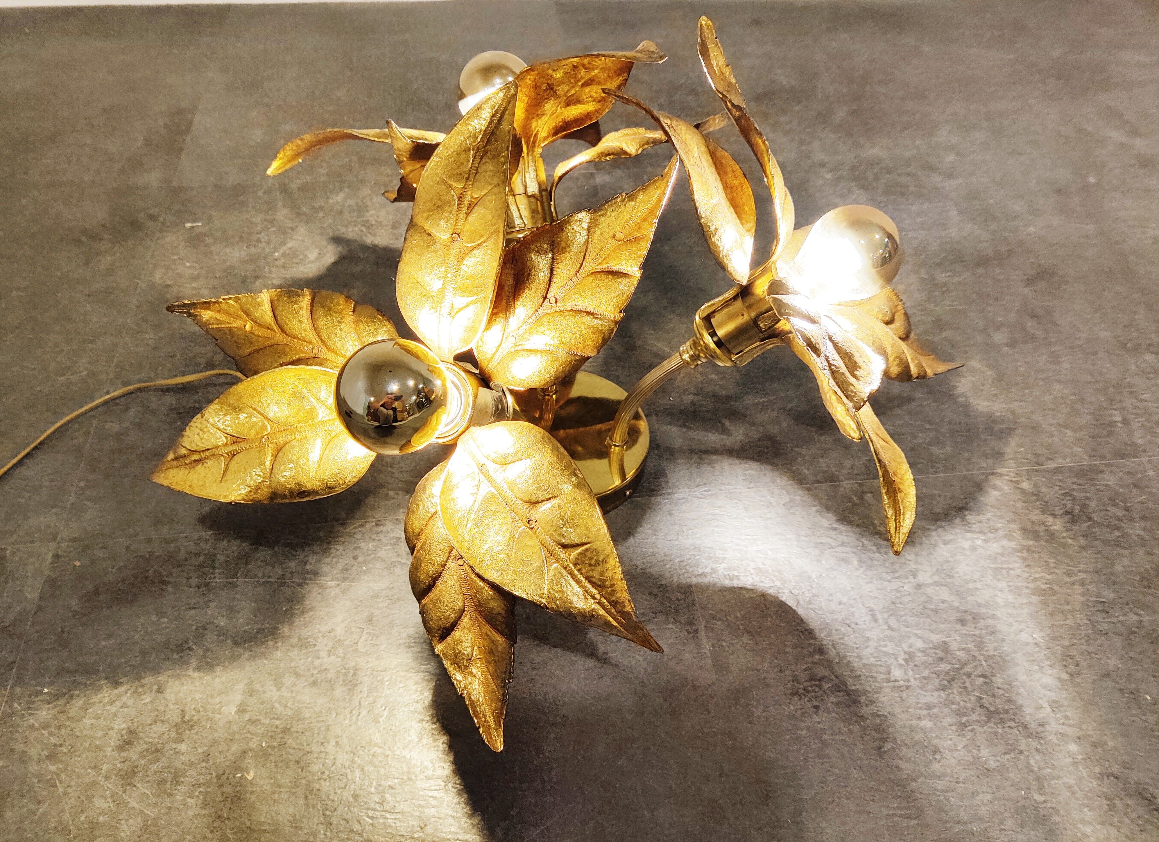 Brass Flower table or ceiling light by Willy Daro, 1970's