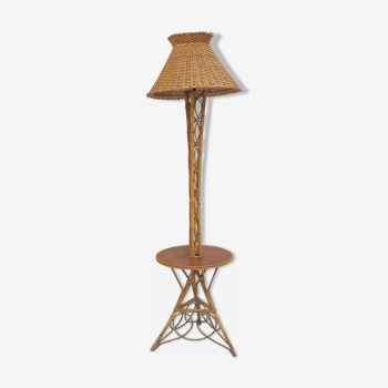 Lampadaire rotin des années 70