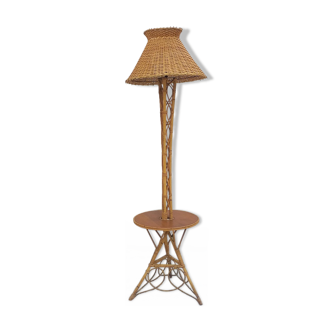 Lampadaire rotin des années 70
