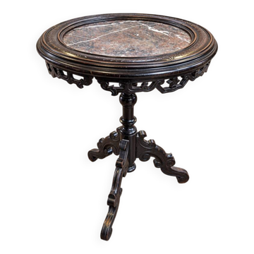 Napoleon III gueridon in blackened wood and marble – 19th century
