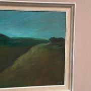 Original Swedish Oil on Canvas – "Landscape" by Dina Mortensen – Signed DM – Vintage and Framed – 53 × 45.5 cm (20.9" × 17.9")