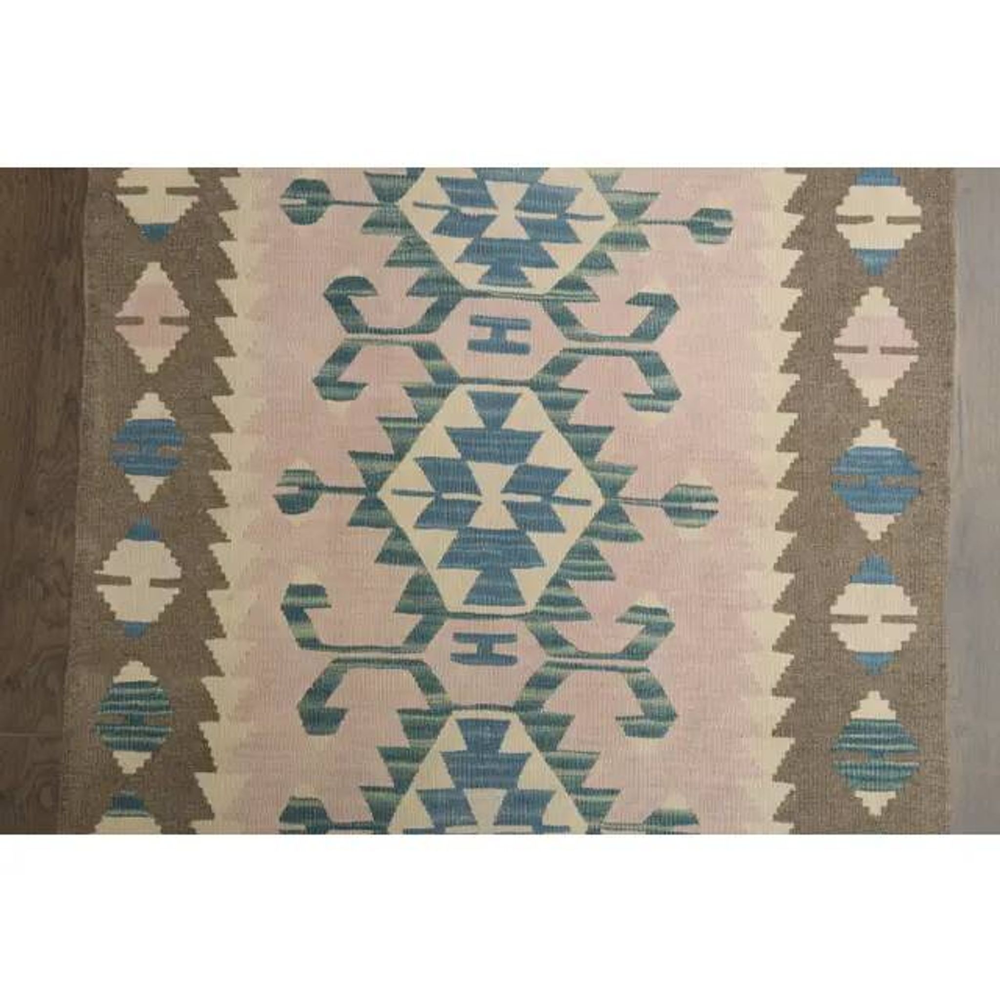 1970s Vintage Turkish Oushak Handmade Wool Cotton Pink Runner Rug 93x176